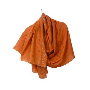 #026. Beautiful orange scarf with parsley print🧣